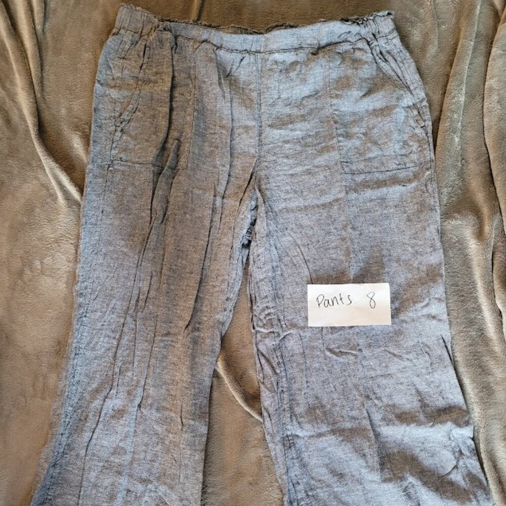 Time and Tru Gray Linen-Blend Wide Leg Pants